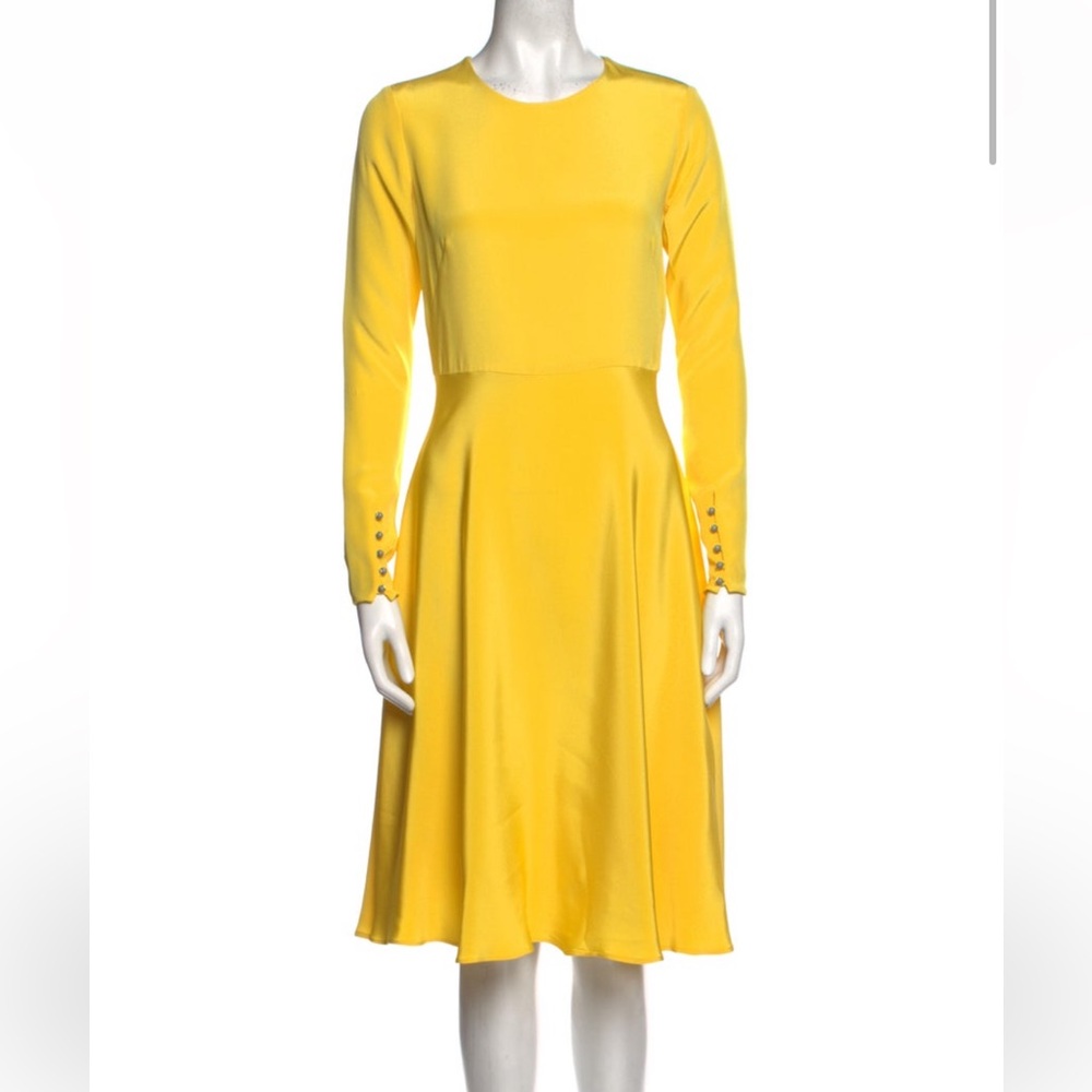 Novis 100% Yellow Silk Midi Length Dress
